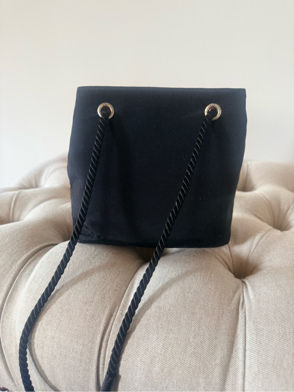 Yves Saint Laurent Black Faille Bucket Evening Bag Gold Filigree 1980s MINT - Picture 5 of 14